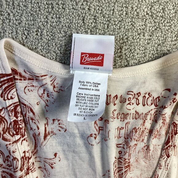 Harley-Davidson Rhinestone Tank Top Tattoo Print Large USA Made - Picture 3 of 5